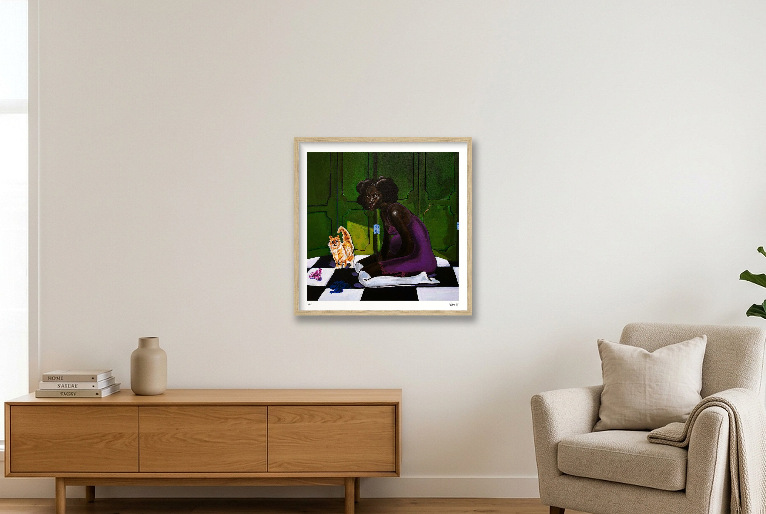 Home Alone — 50×50cm, 20×20" Oak Frame