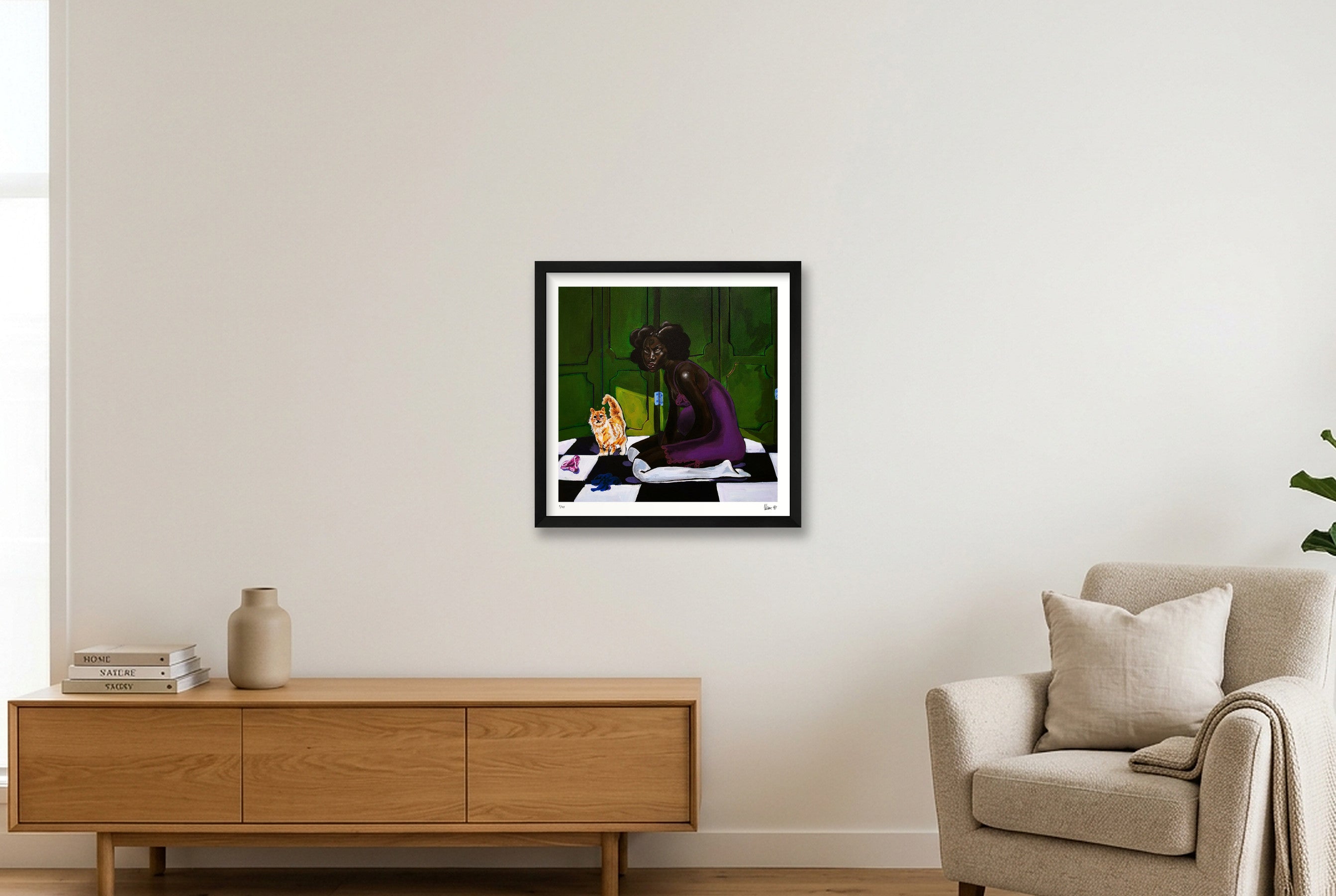 Home Alone — 40×40cm, 16×16" Black Frame
