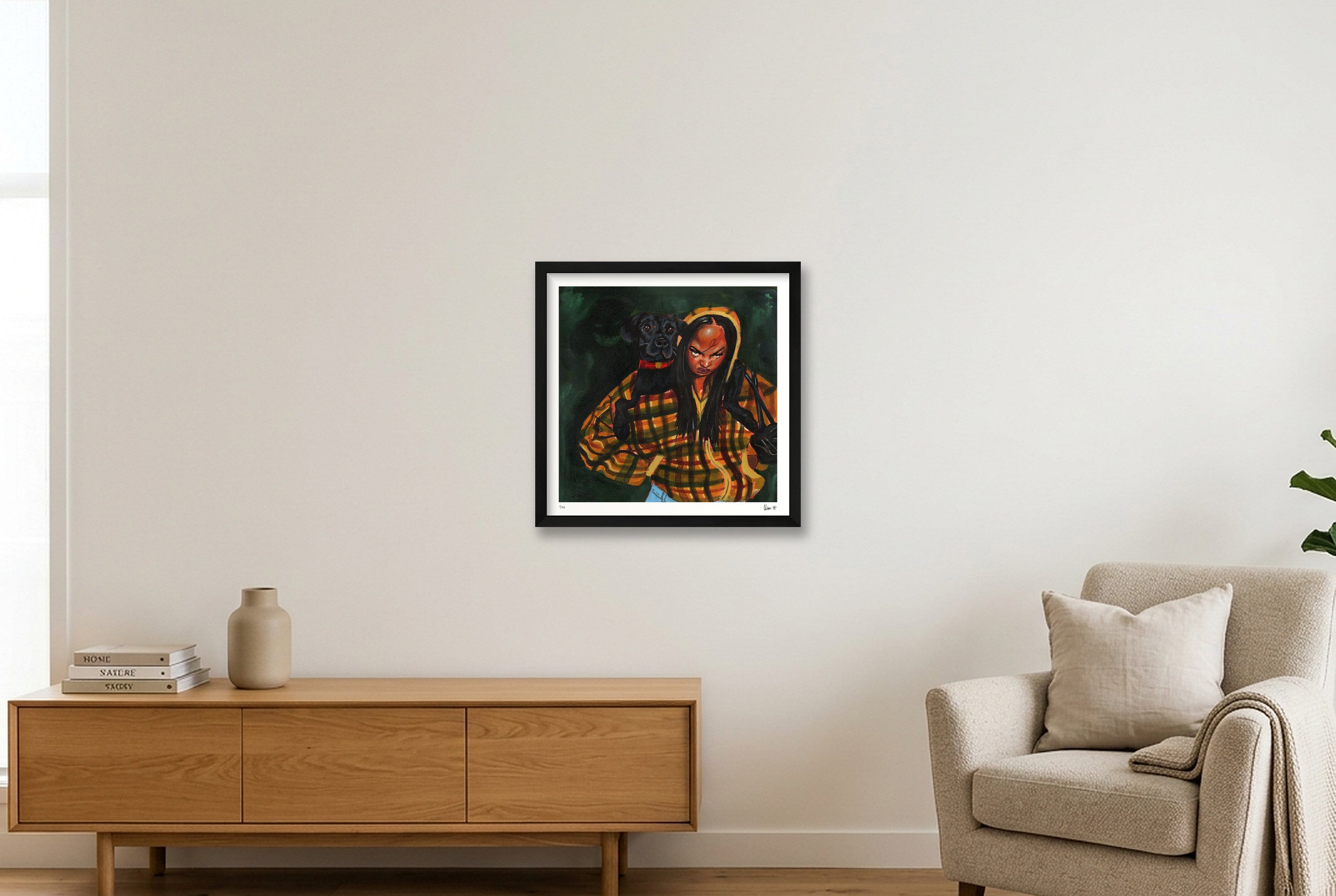 Dog Eats Dog World — 40×40cm, 16×16" Black Frame