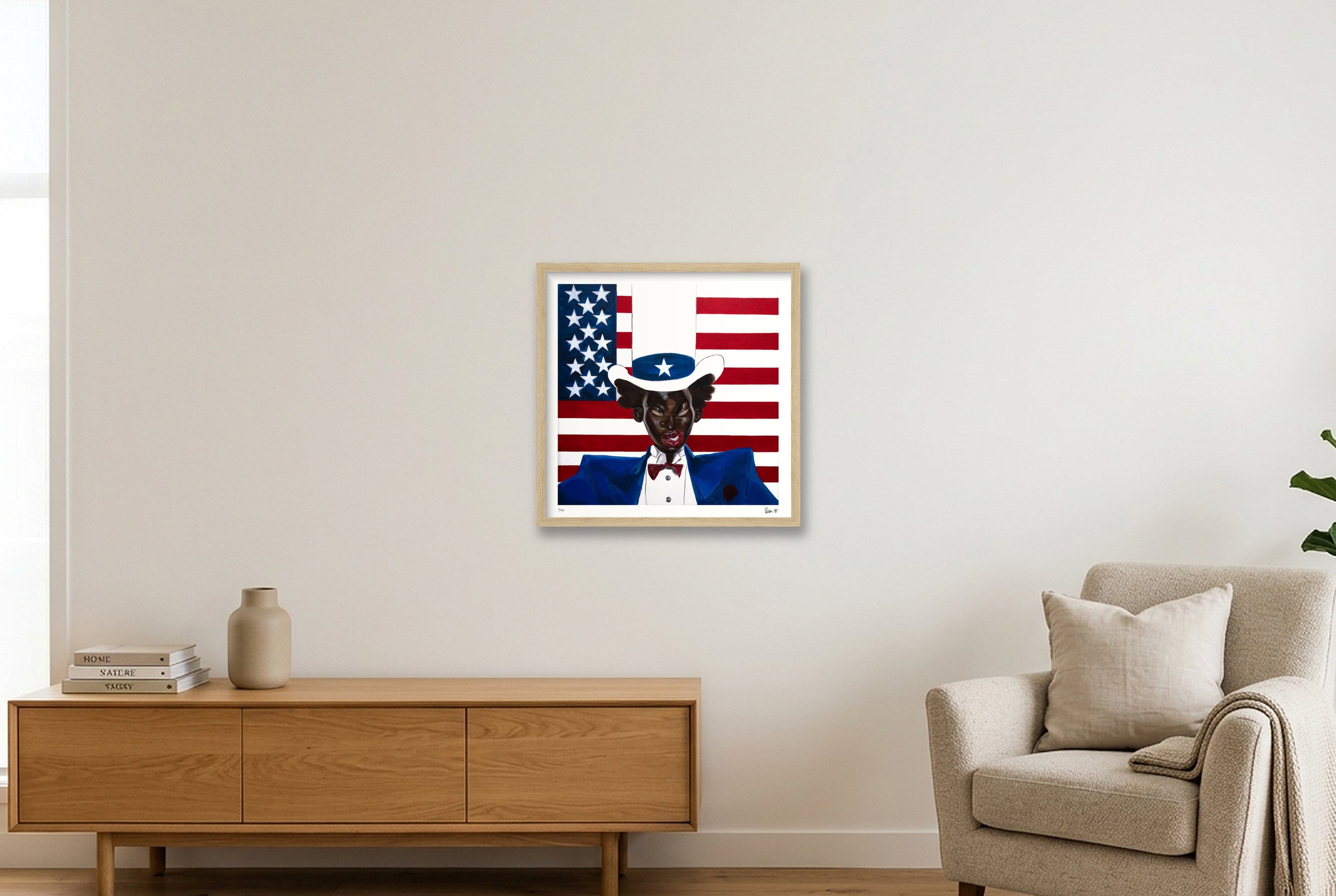 Auntie Sam — 40×40cm, 16×16" Oak Frame
