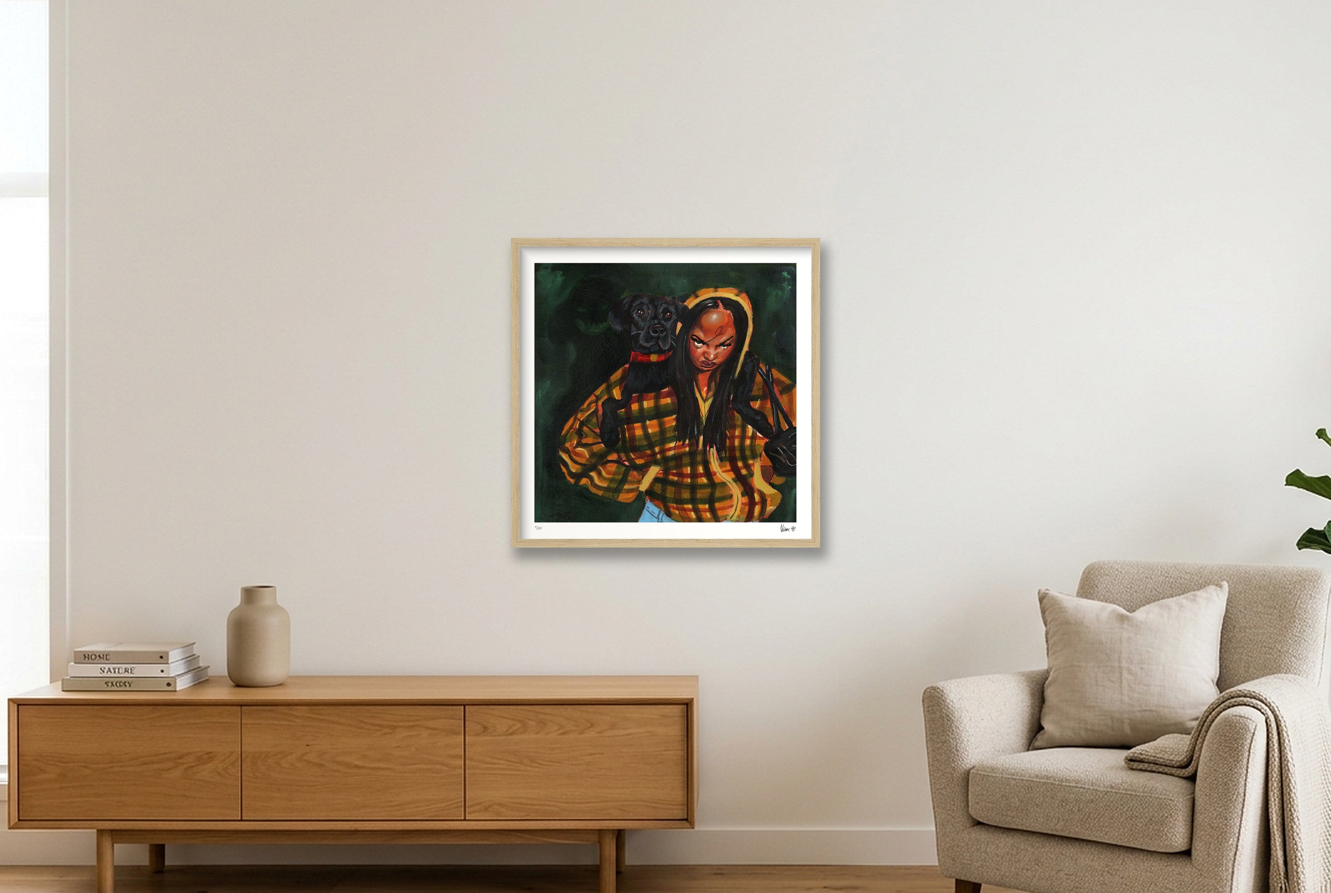 Dog Eats Dog World — 50×50cm, 20×20" Oak Frame
