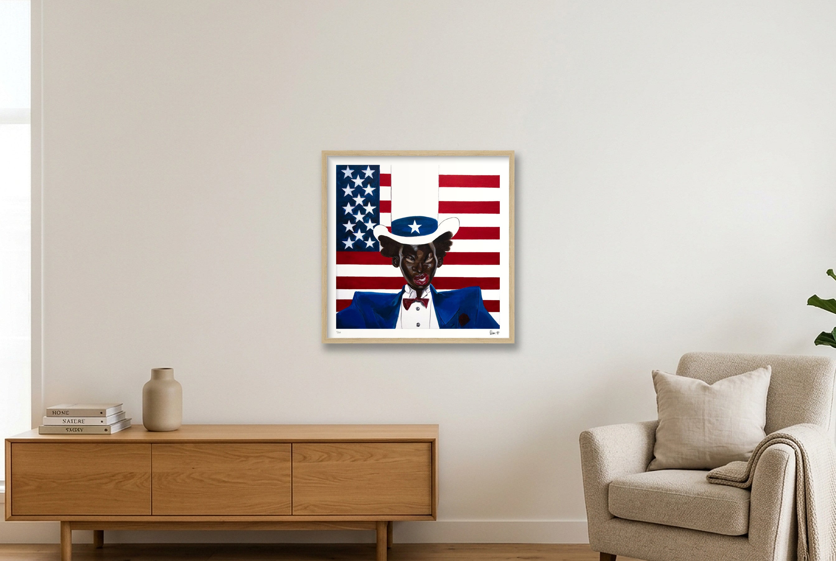 Auntie Sam — 50×50cm, 20×20" Oak Frame