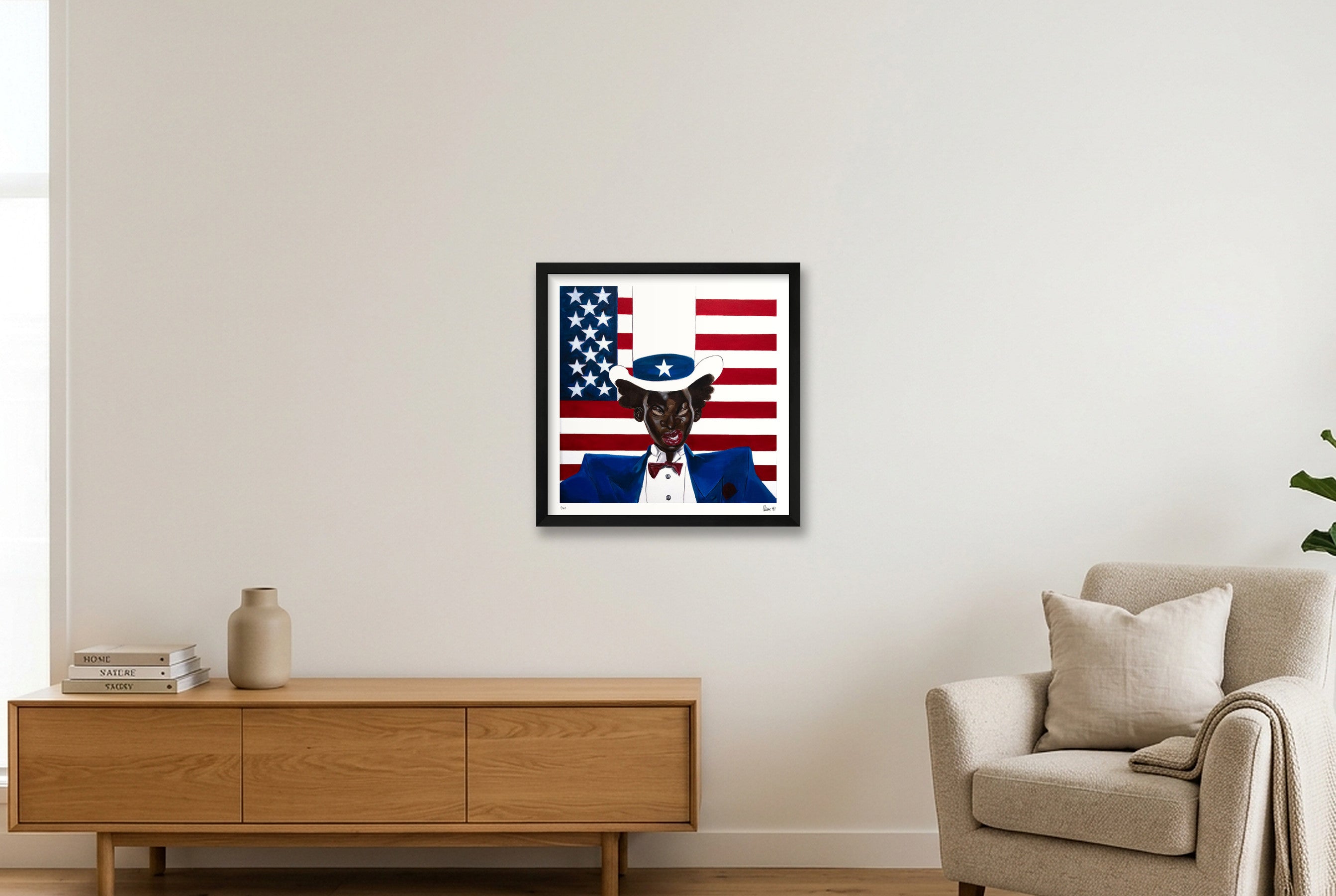 Auntie Sam — 40×40cm, 16×16" Black Frame